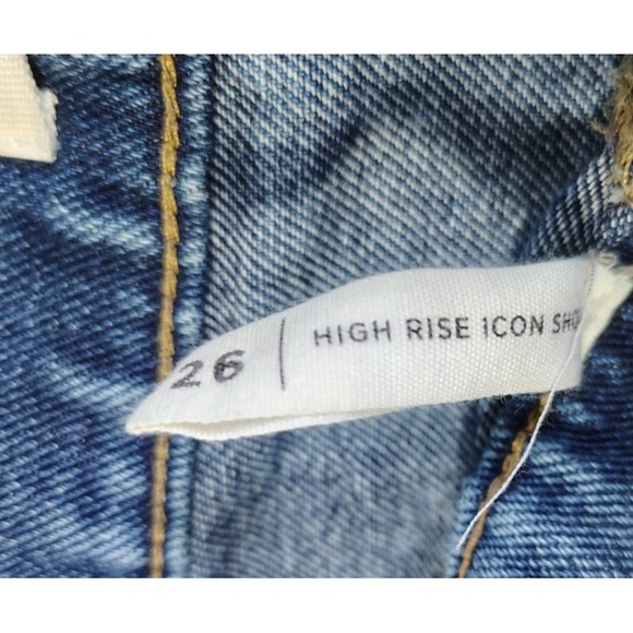 PacSun High Rise Icon Short Size 26 Raw Hem Embroidered Pocket‎ Button Fly - Picture 3 of 12